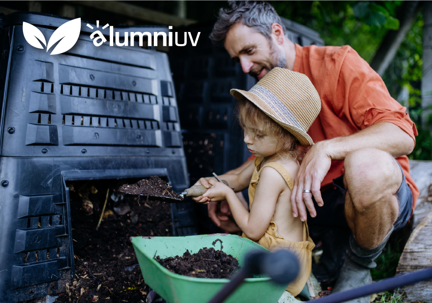 Imatge del esdeveniment:Pare i xiqueta fent compost